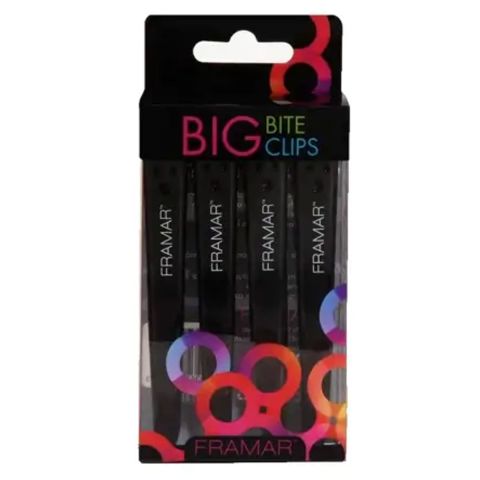 Framar - Big Bite Hair Clips - Black 4 pcs.