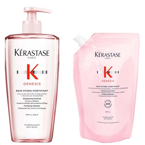 Kérastase - Genesis Bain Hydra-Fortifiant Shampoo 500 ml + Refill Shampoo 500 ml -. Kit