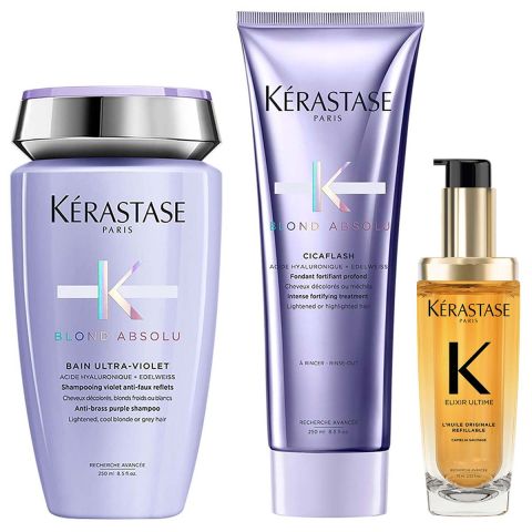 Kérastase - Blond Absolu Shampoo + Conditioner + Kérastase Elixir Ultime L'Huile Originale Set