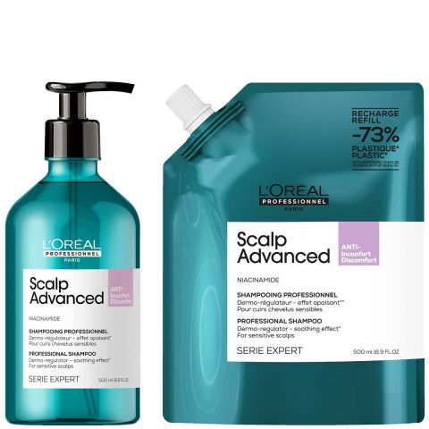 L'Oréal Professionnel - Scalp Advanced Anti Discomfort Shampoo 500 ml + Refill Shampoo 500 ml -. Kit