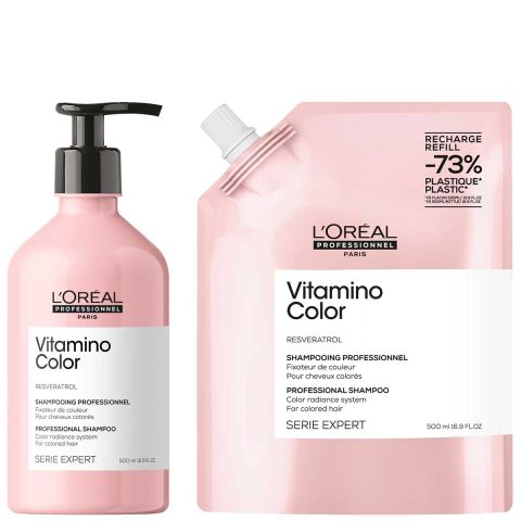 L'Oréal Professionnel - Vitamino Color Shampoo 500 ml + Refill Shampoo 500 ml -. Kit