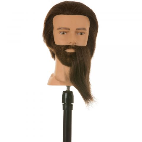 Heads-Up - Barber head Mick with Beard - Brown Hair - 30 cm