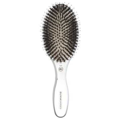 Olivia Garden - Oval - Boar & Nylon - Silver - Hairbrush