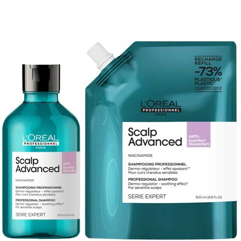 L'Oréal Professionnel - Scalp Advanced Anti Discomfort Shampoo 500 ml + Refill Shampoo 500 ml - Set