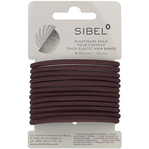 Sibel - Thick Elastic Hair Bands - Brown - 12 Pieces