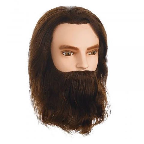 Sibel - Karl Practice Head with Beard - Natural Hair - 15-25 cm