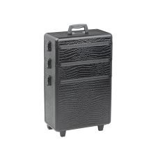 Sibel - Aluminum Barber Case - Black Croco Motif - 63x36x22 cm