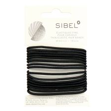 Sibel - Thin Elastic Hair Bands - Black - 16 Pieces